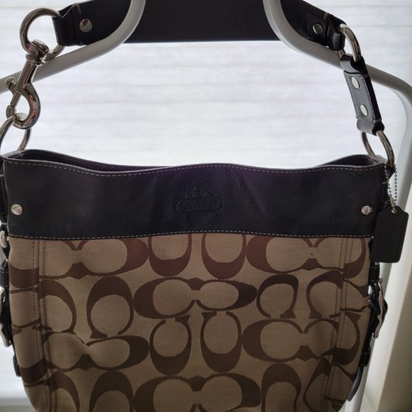Coach Brown Signature Zoe Hobo Purse EUC! F12674 - Picture 1 of 16